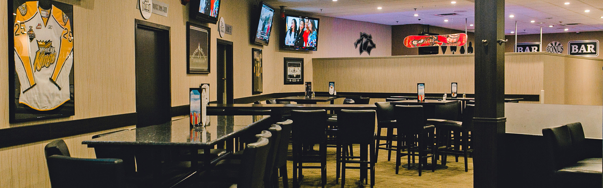 Main dining area and bar of Chicago Joe's Restaurant & Sports Bar