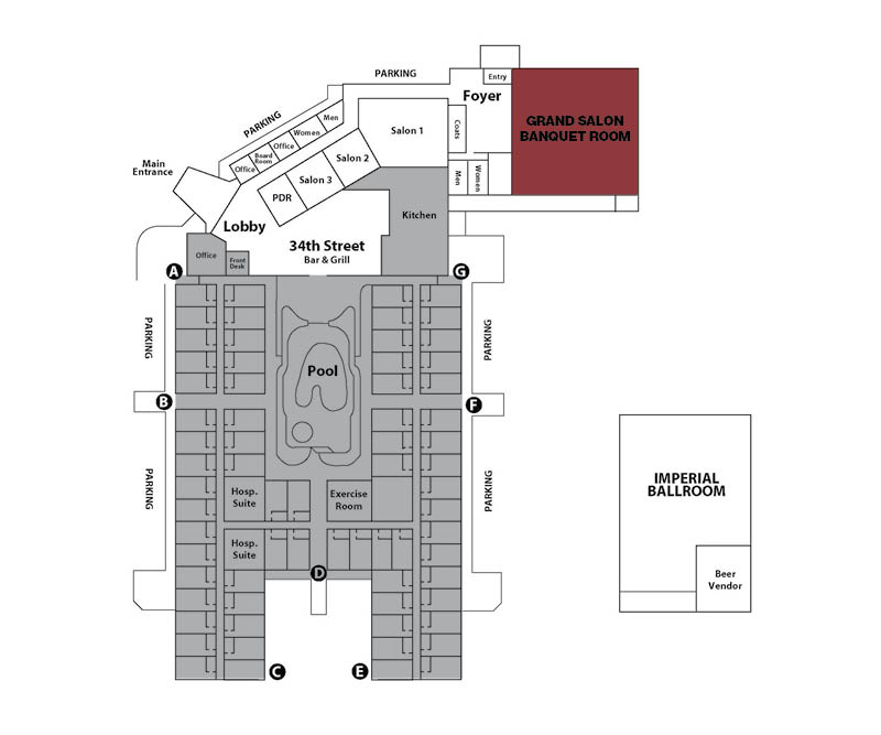Property map showing the location of Centennial Ballroom at the Victoria Inn Winnipeg