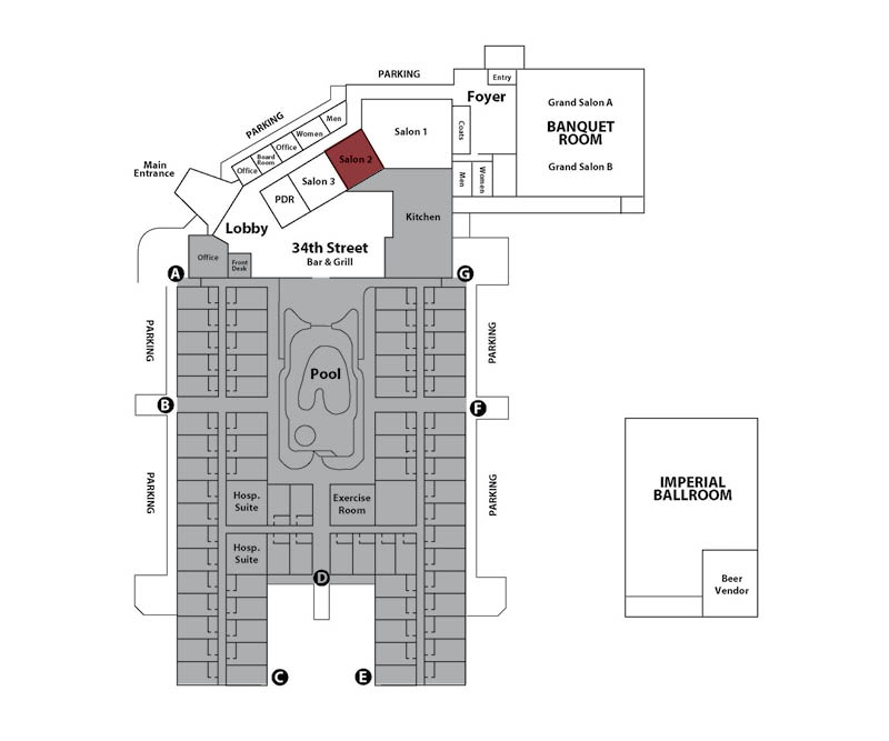 Property map showing the location of Embassy Ballroom at the Victoria Inn Winnipeg