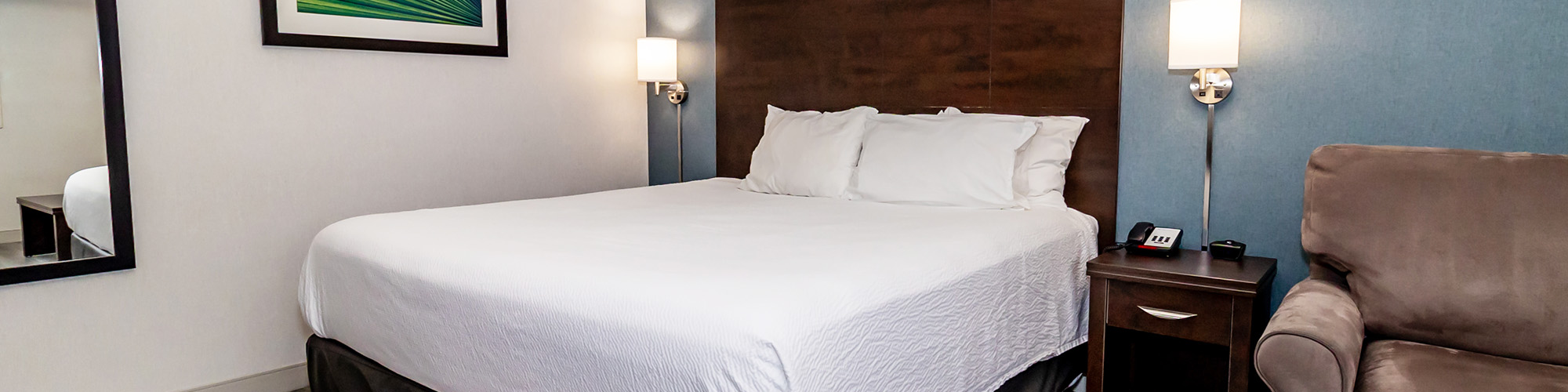 Winnipeg hotel guest room with single queen bed